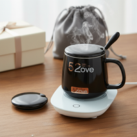 55°C Smart Mug Warmer with Ceramic Milk Mug, Automatic Constant Temperature Heating Coaster