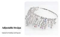 Crystal Pageant Crown Encrusted with Crystals Crystal Queen Crown Bridal Crystal Tiara Adjustable Band for Weddings, Proms