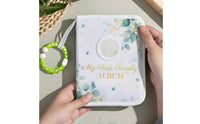 Baby Photo Album Stitched Edges Fabric Baby Album Photo Keepsake Book Eucalyptus Foliage Floral Print for New Parents, Nursery