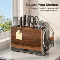 Space Saving Kitchen Utensil Storage Rack for Chefs, Carbon Steel Chopstick Holder and Cutting Board Stand