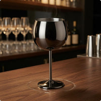 550ml Stainless Steel Beverage Glass Spherical Bowl Stemmed Goblet Tall Drinkware for Bar