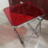Transparent Design Foldable C-Shaped Tray Table Space-Saving C-Shaped Snack Table Portable Household Furniture Built-in Magazine Holder for Homeowners, Apartment Dwellers, Students, Balcony, Living Room, Small Spaces, Home Office