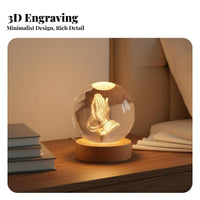 3D Engraved Crystal Ball USB Powered Three-Dimensional Crystal Ball Night Luminous Creativity Gift Christian Theme LED Lamp for Men, Home Decor