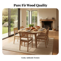 Large Round Dining Table Thickened Top Fir Wood Dining Table Heavy Duty Solid Wood Tabletop for Event Planners, Homeowners, Hotel, Cafes, Living Room