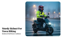 Full Face Helmet Anti-Fog Visor Electric Vehicle Helmet Four-Season Secure Headwear for Cyclist S, Adults, Winter Riding, Daily Commuting
