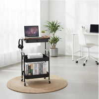Multifunctional Nightstand with Wheels Space Saving Bedside Storage Trolley Long-Lasting Construction for Bathroom