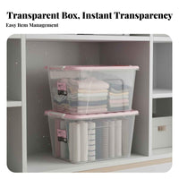 Large Capacity Stackable Wheeled Clear Box Thickened Design Ppreviousic container sturdy Construction Household Storage Latching Lid for homeowners, Office Workers, Bedroom, Closet, Living Room, recreation area