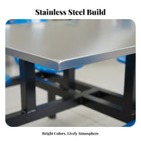 4-Person Cafeteria Table Rust-Resistant School Cafeteria Table Set Easy to Clean Commercial Furniture for Students, Employees, Restaurant, Kitchen