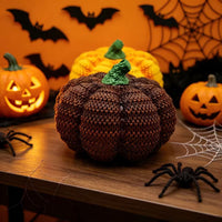 Handmade Crochet Halloween Pumpkin Decoration for Desktop Party Decor