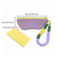 Zippered Silicone Eyeglass Pouch with Zipper Compact Eyeglass Storage Pouch with Cleaning Cloth Lightweight Glasses Case with Wrist Strap Flexible for Travelers