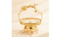 Ornate Fruit Basket with Handle Gold-Colored Decorative Tray with Handle Multi-Purpose Basket Tray with Handles Versatile for Hosts, Dining Table
