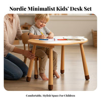 Nordic Design ovalShaped Table with rabbit Chairs Height Adjustable kids' Desk and Chair Rounded Corners children's Furniture Easy to Clean for Preschoolers, Toddlers, Parents, Kindergarten, Playroom, Classroom, Living Room