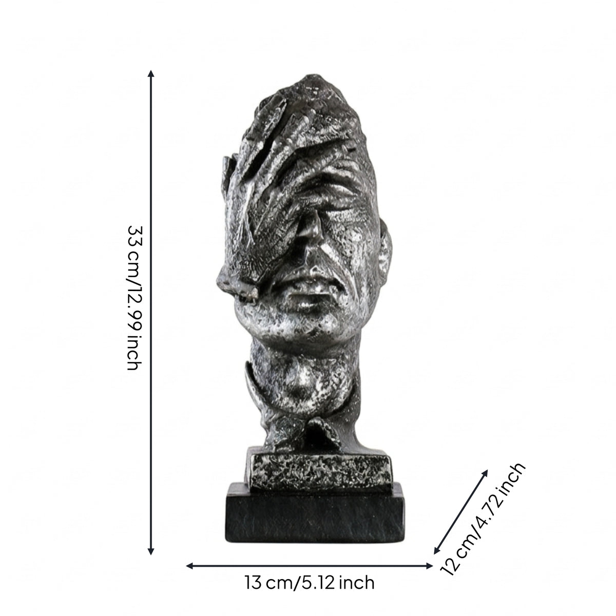 Sculpture with Hand on Face Decorative Face Sculpture Thinker Statue Artistic Human Figurine Elegant for Home Decorators