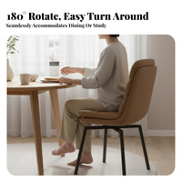 Fully Upholstered Ribbed Back Swivel Seat Ergonomic Design Dining Chair Comfortable Cushion Indoor Furniture Non-Slip Feet for Homeowners, Interior Designers, Business Owners, Restaurant, Living Room, Bedroom, Kitchen