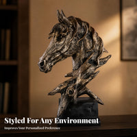 Tabletop Abstract Horse Head Decor Large Resin Horse Sculpture for Tv Cabinet, Desk, Office