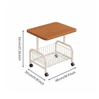 Space-Saving Sofa Side Table on Wheels Safe Rounded Corners Mobile Bedside Table with Storage Waterproof Tabletop 2-Tier Storage Trolley Scratch-Resistant