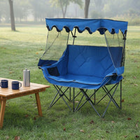 Double Seat Canopy Chair Backrest Portable Folding Loveseat Protection Outdoor Seating for Campers