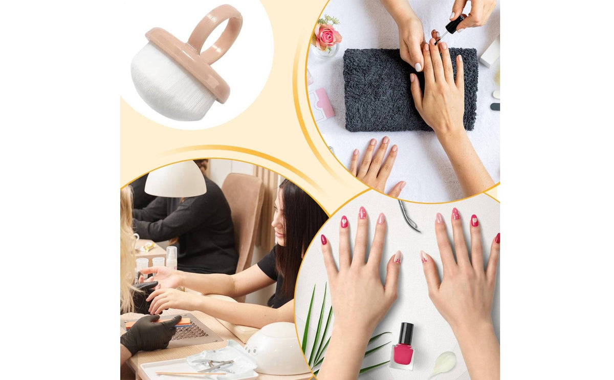 Soft Bristles Nail Dust Loop Brush Compact Finger Loop Nail Brush for Home Manicures