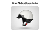 Retro Half Helmet Four-Season Japanese Design Open Face Helmet High-Strength Shell for Motorcyclists, Bikers, Daily Commuting, City Riding, Cruising