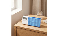 7-Compartment Medication Box with Electronic Reminder Portable Weekly Medication Organizer with Alarm Compact Medicine Dispenser Digital for Seniors, Caregivers, Travel, Bedside