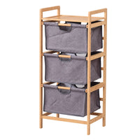 Bamboo Rack with Textile Bins Open-Frame Bamboo Rack Natural