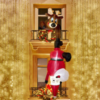 Vertical Hanging Santa Lighted Hanging Inflatable Vibrant Inflatable with LED Outdoor for Homeowners, Retailers
