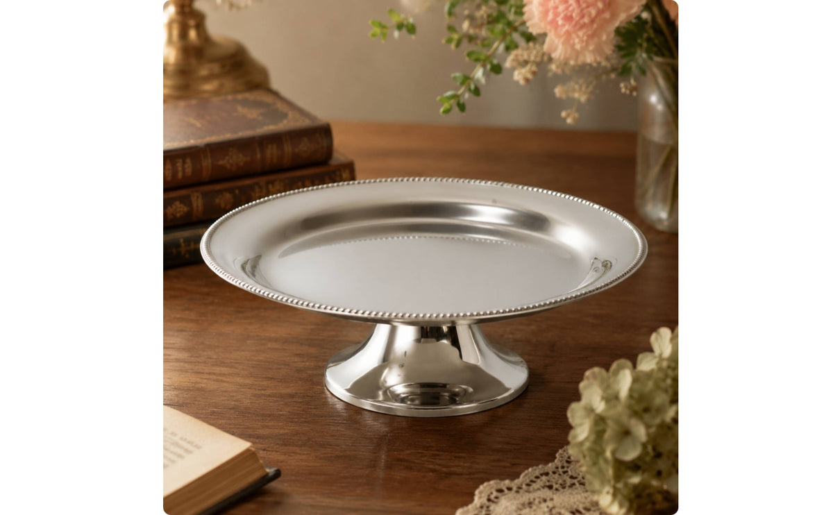 Stainless Steel Serving Tray Polished Finish Serving Dish Vintage-Inspired Dessert Plate Retro for Home Entertainers, Hosts, Afternoon Tea, Dinner Parties