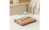 Serving Tray with Glass Lid Rectangular Tableware Wooden for Party, Brunch
