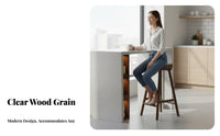Solid Wood Construction Backless Wooden Saddle Stool Integrated Footrest Backless Saddle Perch Rustic Aesthetic Bar Chair High Weight Capacity for Cafe Owners, Homeowners, Adults, Kitchen Island, Restaurant, Reception Area, Balcony
