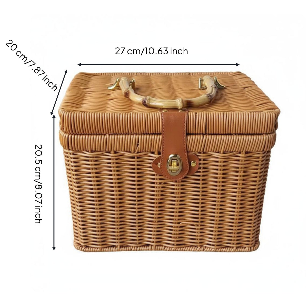 Handwoven Design Rattan Design Storage Case With Handles Vintage Design Storage Box Multi-Purpose Wicker Suitcase Basket Multifunctional for Women, Gift Giving
