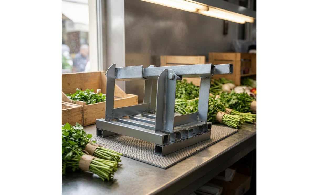 Double-rod Pressing Welded Metal Open-frame Square Tube Frame Vegetable Pressing Herb Bundling Frame with Slatted Base Structure Suitable for Culinary Prep Herb Sorting Kitchen Storage