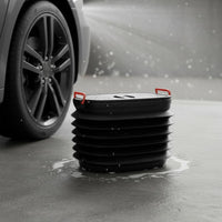 Telescopic Handle Collapsible Car Wash Pail Foldable Rolling Wash Pail Large Capacity Wheeled for Fishing, Outdoor