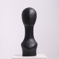 Mannequin Head with Shoulders Leather-Covered Mannequin Bust with Shoulders Long-Neck for Hairpiece Makers, Boutique Counters