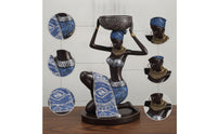 African Lady Figurine Candle Holder Sculptural African Woman Candle Holder Distinctive Female Figure Figurine for Art Collectors