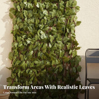 Artificial Leaf Privacy Fence Expandable Faux Ivy Trellis Dense Foliage Retractable Faux Leaf Trellis for Gardeners, Balcony, Patio, Yard
