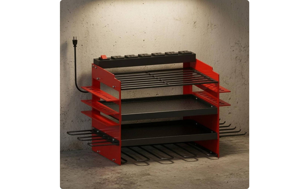 Powder-Coated Power Strip Tool Rack Perforated Panels Wall-Mounted Tool Rack Metal Frame Heavy Duty