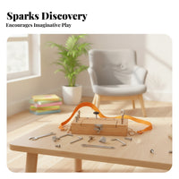 Hinged Lid Screw and Nut Toy Box Carrying Strap Wooden Nuts and Bolts Board Portable Wooden Screw Puzzle Educational Method