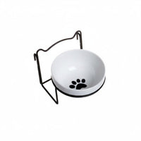 Ceramic Cat Bowl with Holder Spill Proof Crate Food and Water Dish for Cats