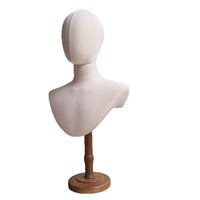 White Linen Bust Form Head Model Display Stand for Accessories