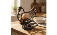 Interlocking Loops Cast Iron Chicken Egg Holder Openwork Cast Iron Egg Holder Round Base Decorative Chicken Stand Heavy Duty