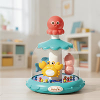 Ocean Carousel Toy Rotating Press and Twirl Toy Interactive Sensory for Babies, Floor Play, Playroom