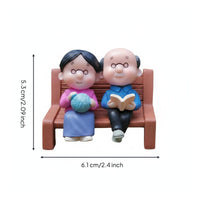 Handmade Elderly Couple Figurine Detailed Craftsmanship Rocking Chair Couple Figure for Grandparents, Terrarium, Desktop