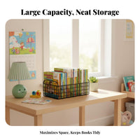 Wheeled Book storage container Space-Saving Desktop book organizer Large Capacity for Home, Parents