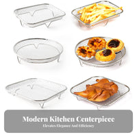 Easy to Clean Air Fryer Draining Basket High Temperature Resistant Stainless Steel Mesh Basket Dishwasher Safe Oil Draining Rack Rust-Proof for Grilling, Baking, Roasting, Dehydrating