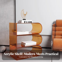 Minimalist Design S-Shaped End Table Multi-Functional Nightstand Artistic Shape Display Rack Transparent Look for Apartment Dwellers, property owners, Students, Living Room, Bedroom, Home Office, Hallway