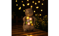 Lighted Cat Figurine with Solar Light Stone-Look Solar Cat Statue Decorative Decor Outdoor for Gardeners, Garden, Patio, Balcony, Tabletop