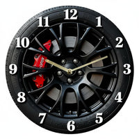 Modern Minimalist Design 2D Car Wheel Wall Timepiece Easy to Hang Car Wheel Wall Timepiece Timepiece for Garage