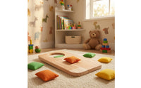 Natural Wood Sandbag Tossing Board Polished Finish Wooden Throwing Board Rounded Corners Cloth Game Set Oval Cutout for Children