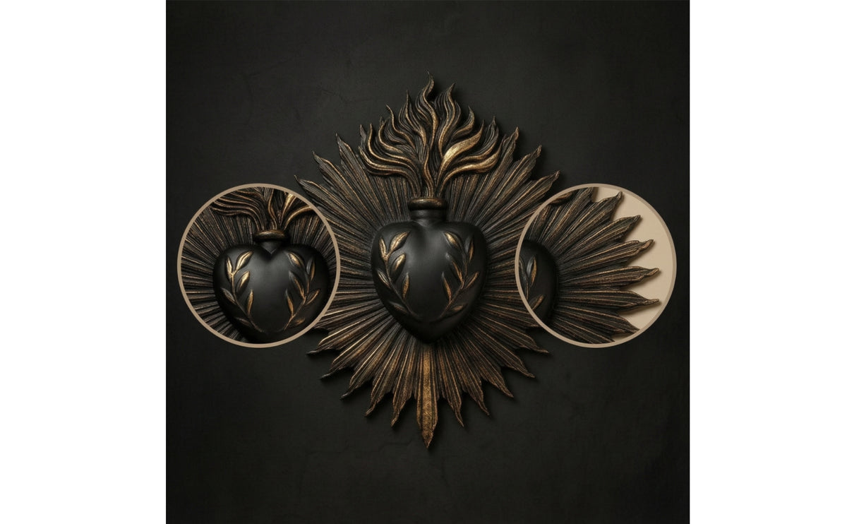 Sacred Heart-Shaped Wall Plaque Gothic Ex Devotional Heart Resin materialVoto Plaque for Goths, Art Collectors, Living Room, Bedroom, Entryway