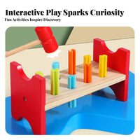 Hand-Eye Coordination Wooden Pounding Bench Fine Movement Skills Development Wooden Hammer Bench Educational for Toddlers, Babies